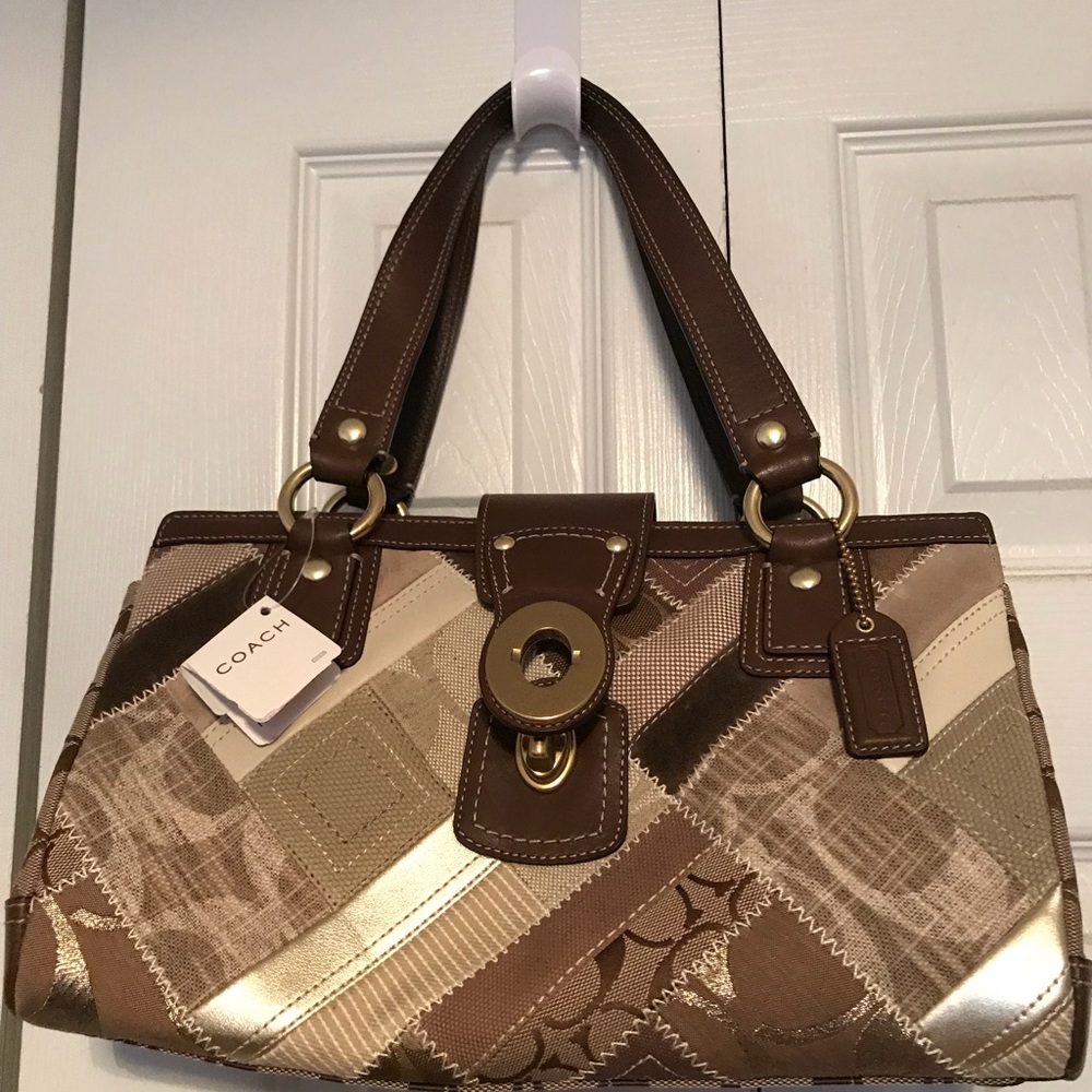 Coach Signature Khaki Patchwork Tote NWT